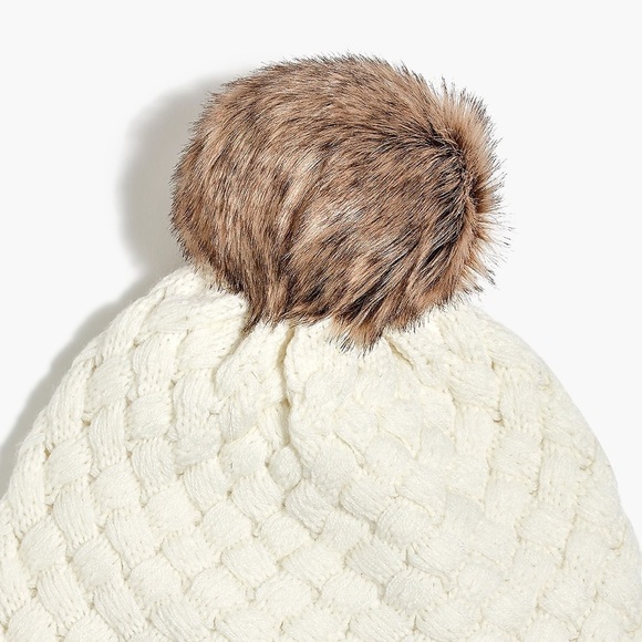NWT J. Crew Knit Hat With Faux-fur Pom-Pom - Picture 2 of 3